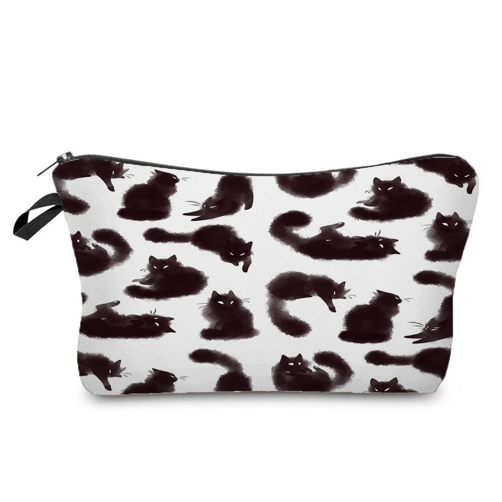 Women Cat Print Cosmetic Bag Toiletries Organize Travel Storage Case 6689