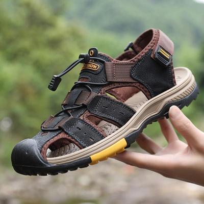 Genuine Leather Men Shoes Summer New Men's Sandals Outdoor Beach Sandals Plus Size 38-46