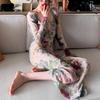 Bohemian Deep V Asymmetrical Dress: Two-Piece Set with Short Sleeves, Slim Fit, and Long Skirt