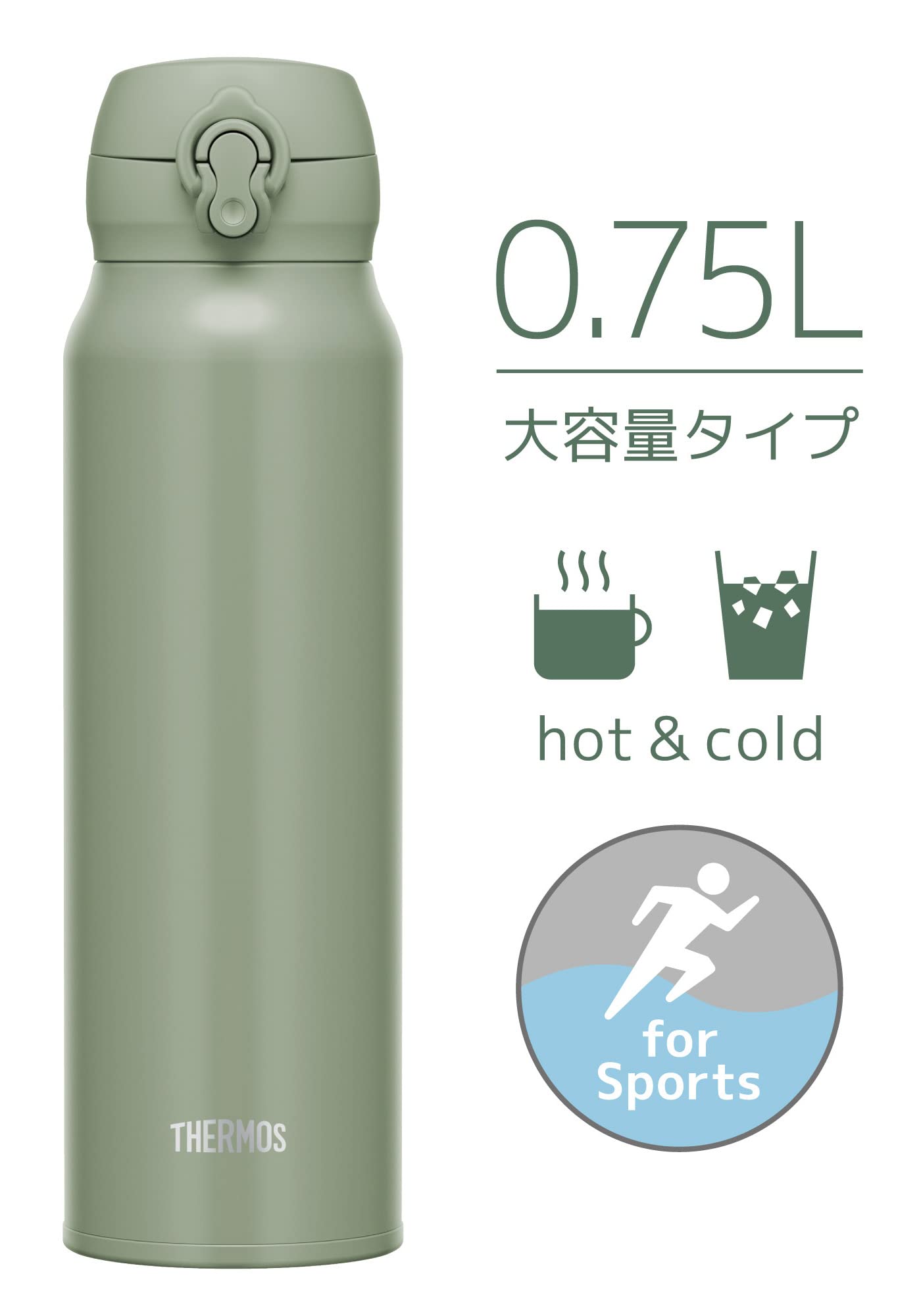 Thermos Vacuum Insulated Portable Mug 750ml Smoke Khaki Easy to Clean with Removable Stainless Steel Keeps Drinks Hot or Cold - Mouthpiece,
