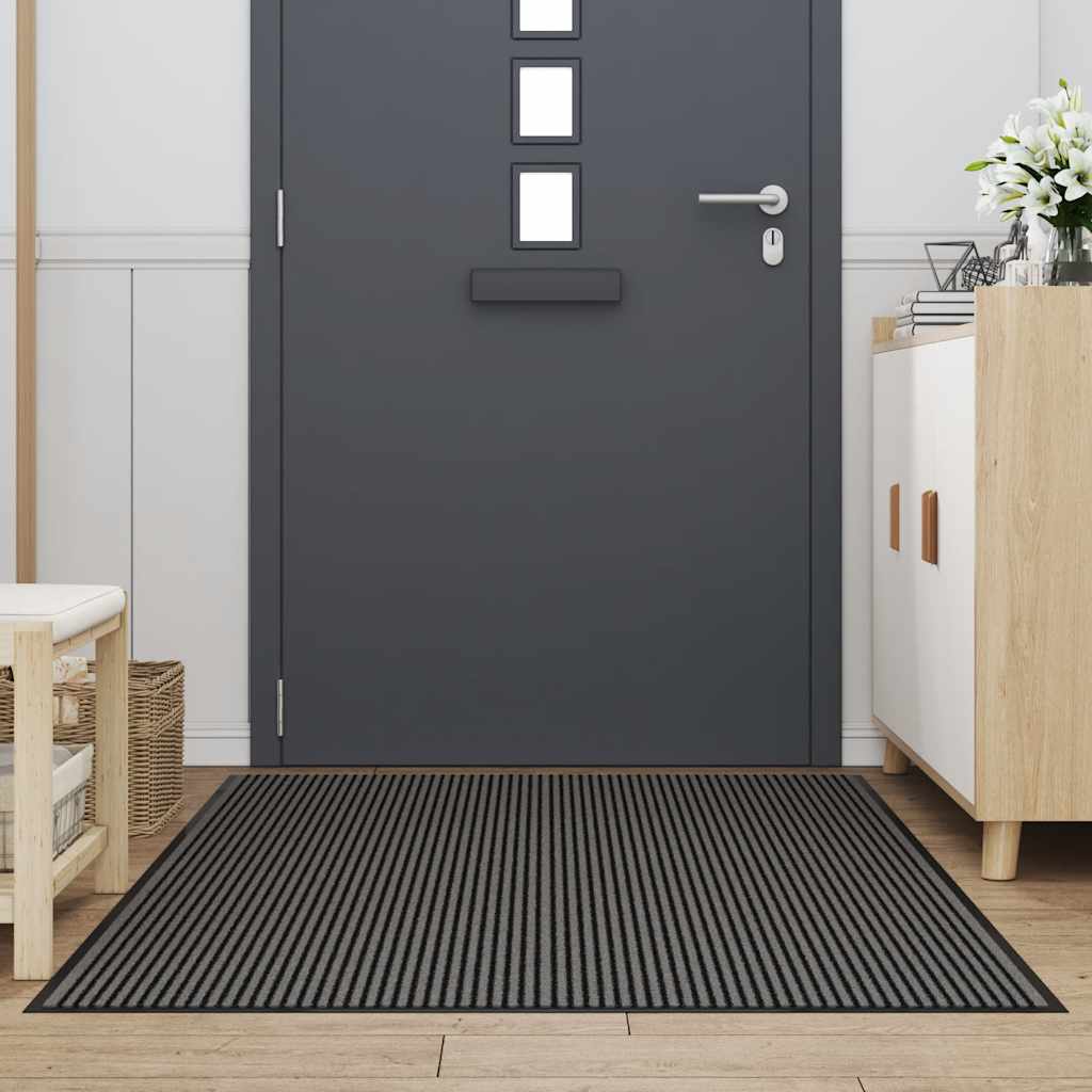 Doormat Striped Black and Grey 115 X 200 Cm