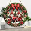 20cm Christmas Gift Pickup Truck Dwarf Christmas Tree,Round Wooden Ornament, Home Office Door Front Porch Bar Decor