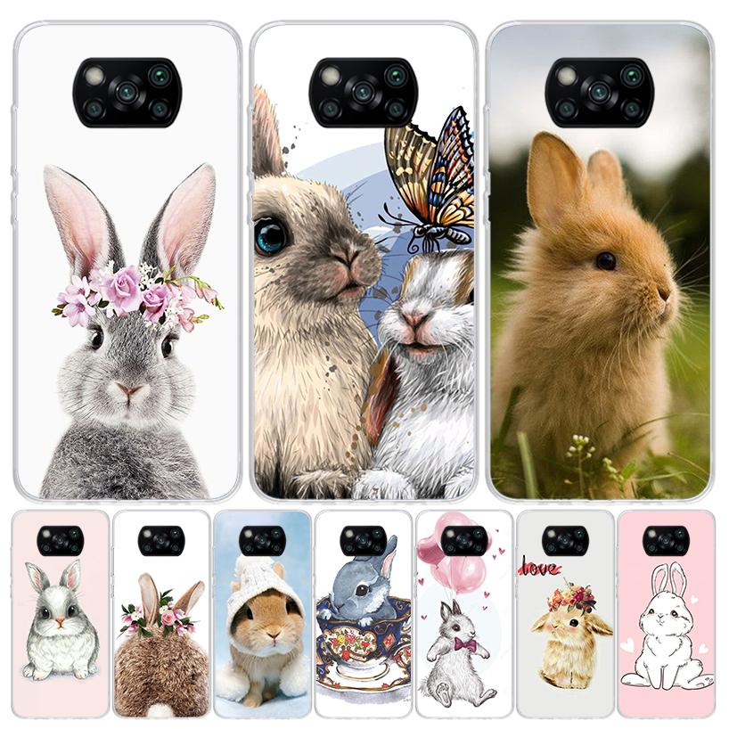 Cute Bunny Baby Rabbits Case Phone Cover for Xiaomi Redmi Note 10 9 9S 8 8T 7 5 Pro Mi 12T 11T 10T 9T 12 11 Lite A3 A2 Trend Fun