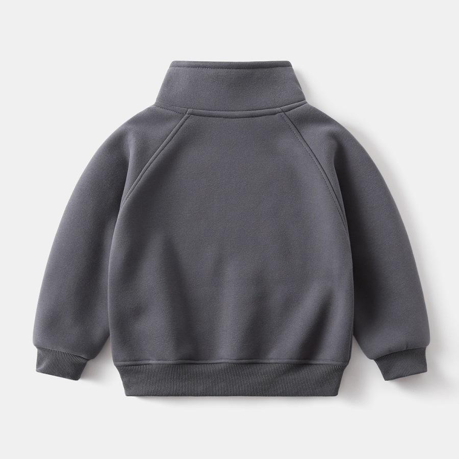 Pulover din fleece pentru copii 2026 nou băieți toamnă și iarnă jachetă caldă din fleece fermoar bebeluș guler înalt pulover la modă