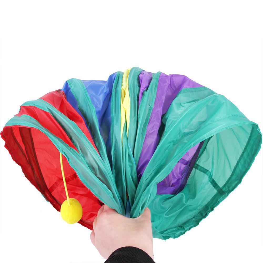 Colorful Rainbow Cat Tunnel Interactive Collapsible Pet Toy For Endless Fun