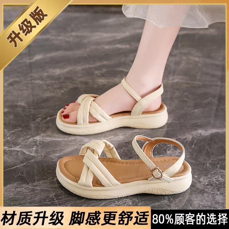 

Настоящие мягкие сандалии женские 2025 новые летние на платформе модные женские туфли мягкая подошва фея ветер пляжные сандалии с юбкой 40