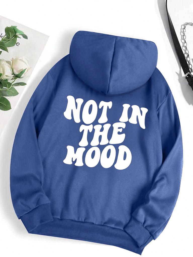 Not In The Mood Persönlichkeitsbrief Weibliche Hoodies Persönlichkeit Lose Hoodie Herbst Warme Fleece Hoody Harajuku Street Pullover
