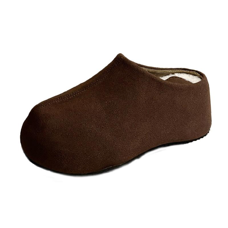 Thick-bottomed Bag Head Mao Mao Slippers Women's Outer Wear 2025 Winter New Lazy Warm Muffin Height Increase Versatile Home Cotton Mop