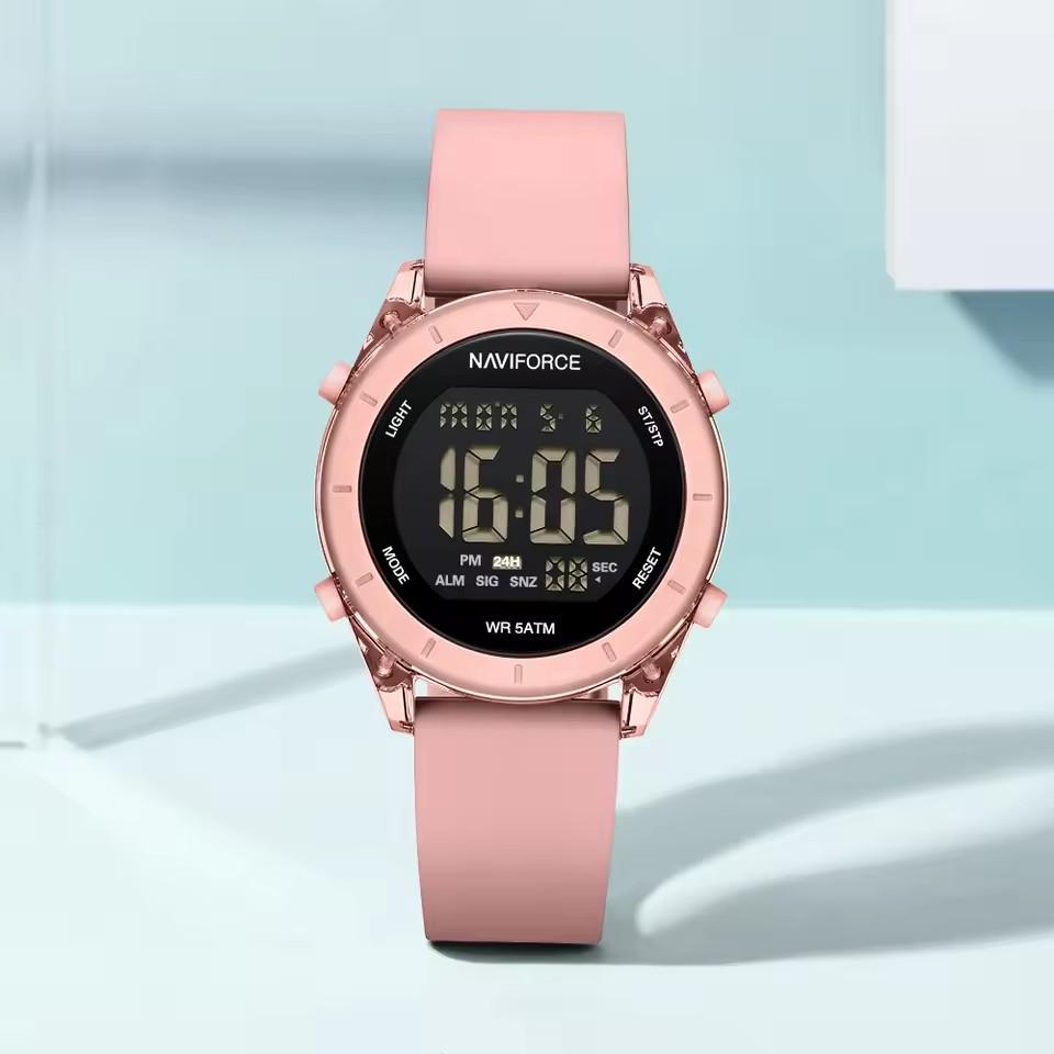 New Model NAVIFORCE NF7108 Watch Womens Fashion Silicone Strap Sports Digital Watch Waterproof Luminous Wristwatches Relojes