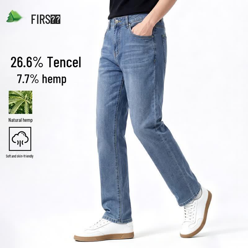 FIRS Men s Tencel Hemp Blend Washed Denim Jeans 33 небесно-голубой