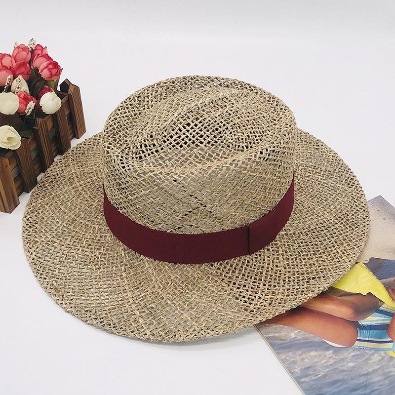 2025 New Men's Women's Wide-brimmed Seaweed Sun Hat Jazz Spring Summer Straw Hat Simple Fashion Topper Sunscreen Sunshade Hat