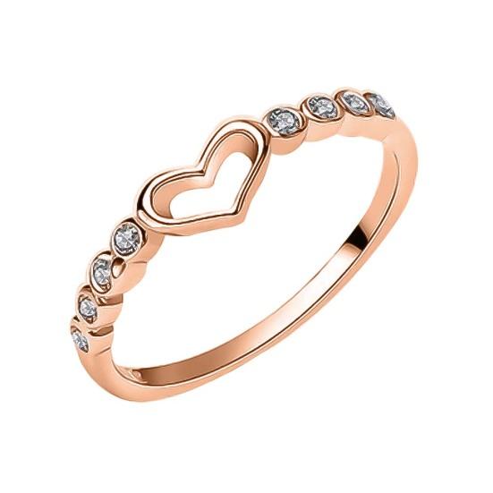 Women Hollow Heart Rhinestone Inlaid Finger Ring Wedding Party Jewelry Gift