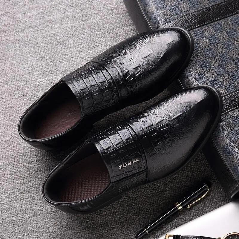 Social Shoe for Men Business Leather Casual Dress Shoes Man Official Black Gentleman 39 Elegant and Classic Suit Office Footwear