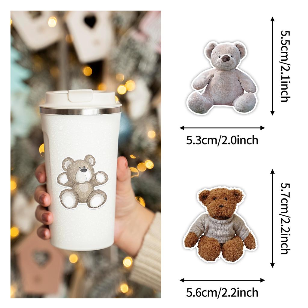 50 Cute Wind Teddy Bear Graffiti Stickers Mobile Phone Water Cup Waterproof Decorative Stickers Children's Hand Account Stickers