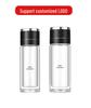 Quick-Open Lid Glass Teacup: Business Car Cup with Tea-Water Separation, Double-Layer High Borosilicate Glass and Printed Design