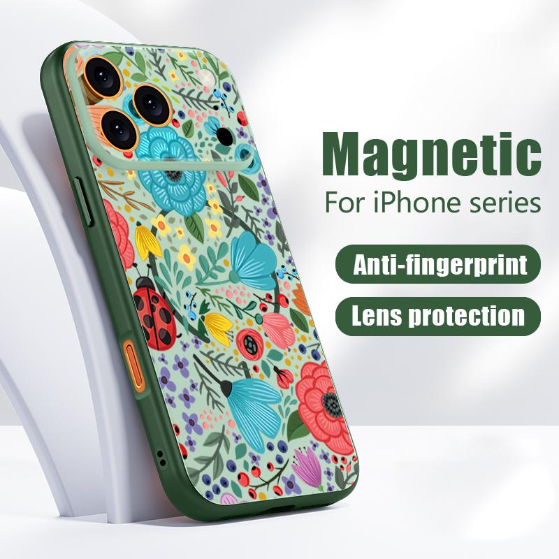 Lavendel Pfingstrose Rose Floralmuster Hülle Für iPhone 17 Pro Max Funda iPhone 16 15 14 13 Pro Max Magnetisch Für Magsafe Hybrid Schlank Mattes Cover
