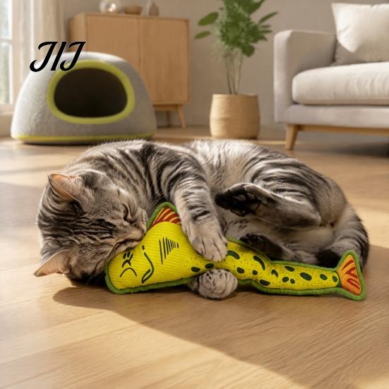 Kitten Teething And Playing Interactive Fish Cat Kicker Toy, Natural Catnip Crinkle Paper Soft Bite Resistant Pet Supplies Filled Durable Plush