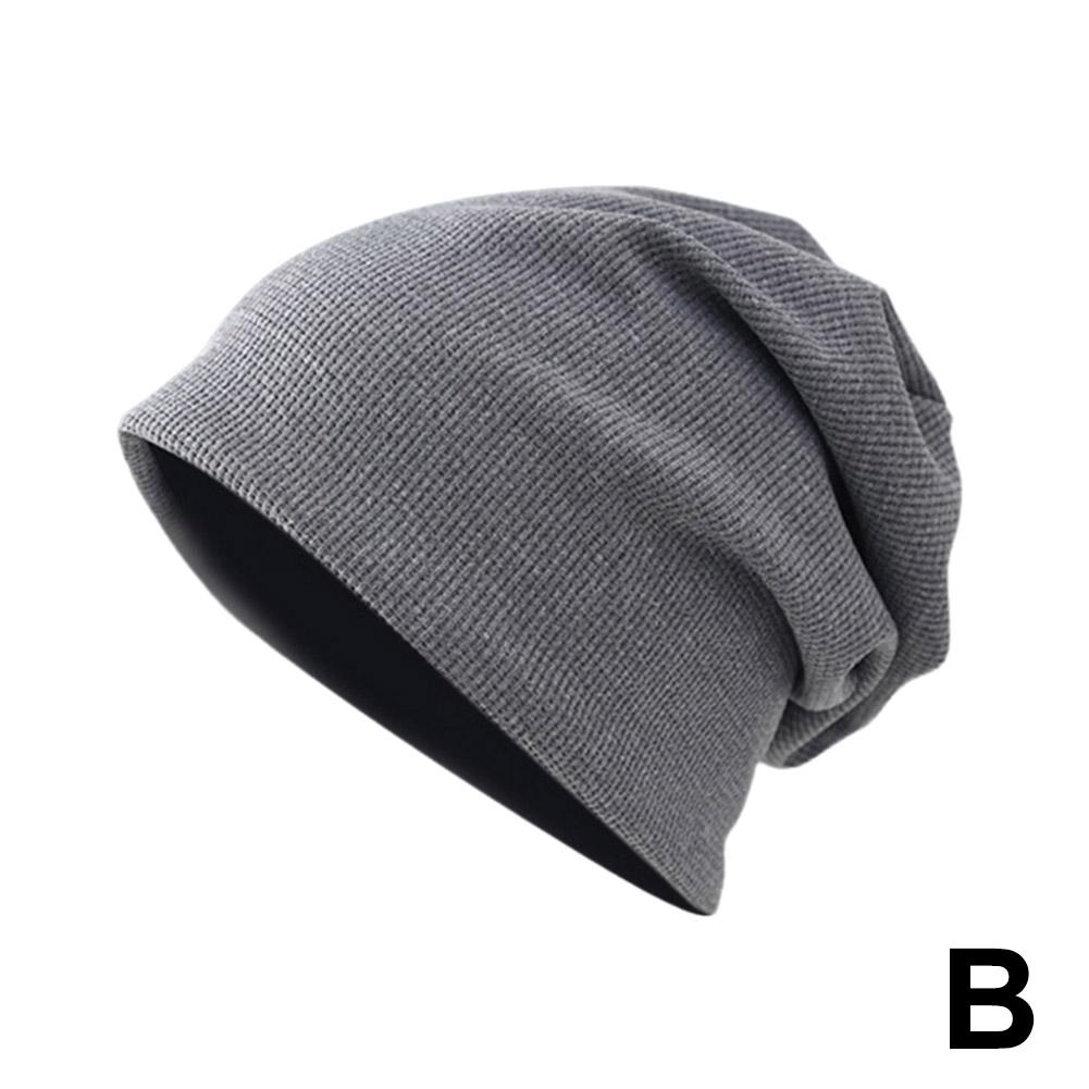 New Solid Color Baggy Slouchy Beanies Hat For Man Male Autumn Spring Hip Hop Soft Ear Warmer Skullcaps Outdoor Windproof Bonnet