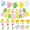 Flower Carrot Chicken Bunnies Window Sticker Felted Window Clings Hanging Decorations for Window Home Decoration