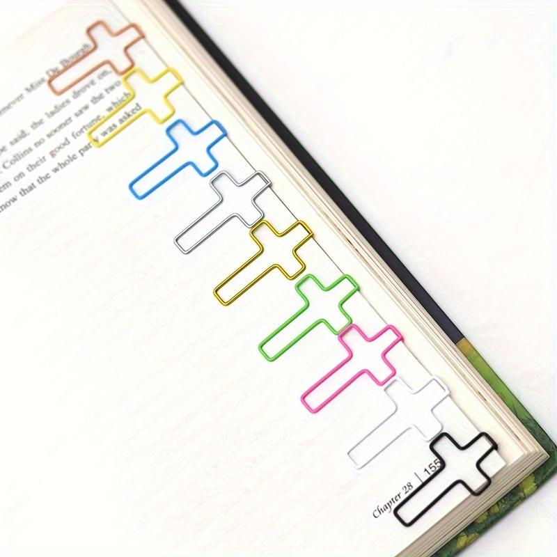 [20pcs Durable Metal Cross Clips] 20pcs Assorted Colors Metal Cross Paper Clips - Durable Steel Office Bookmarks & Document Organizers
