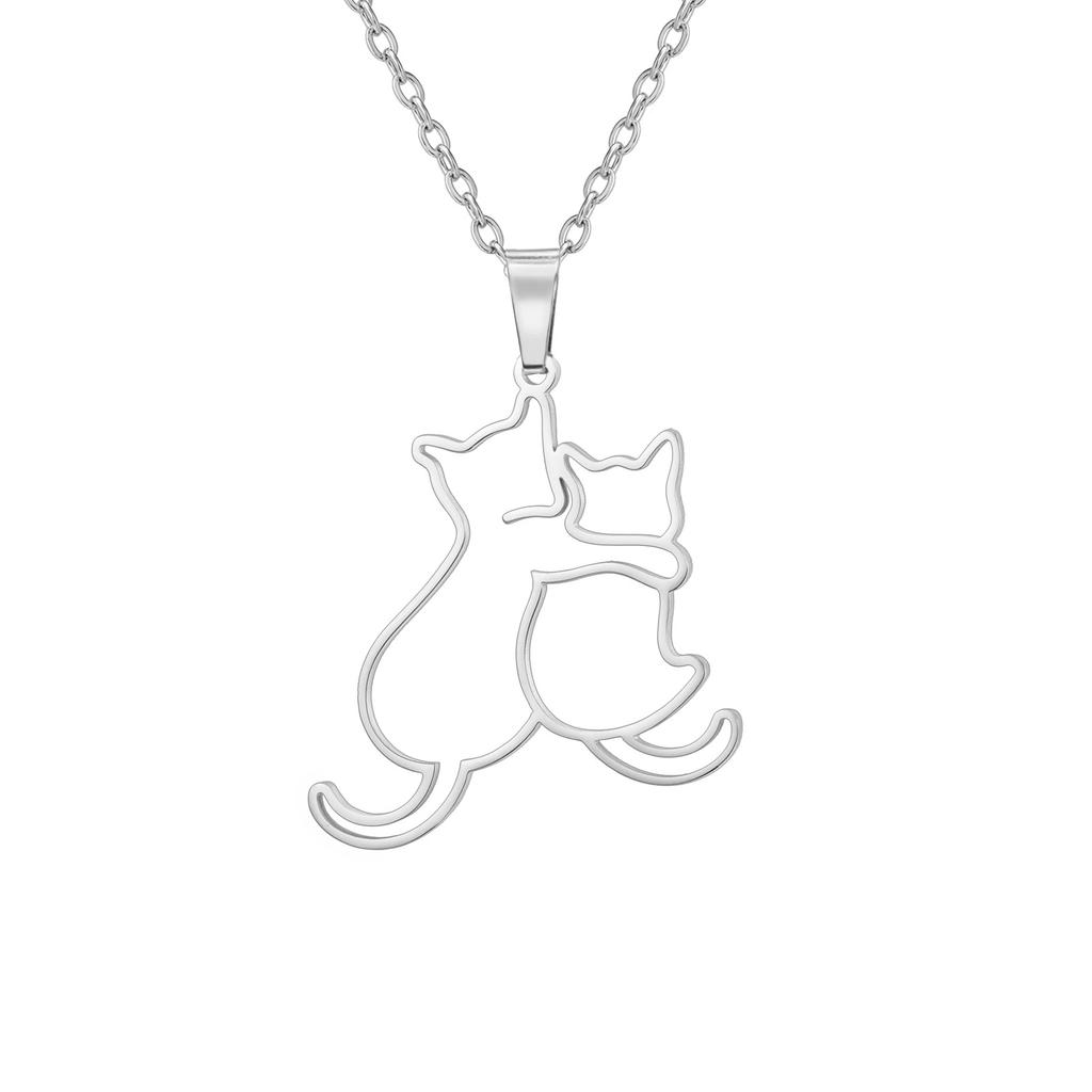 Fashion Minimalist Women Cat Pendant Necklace Delicate Collarbone Chain Elegant Small Jewelry Gift