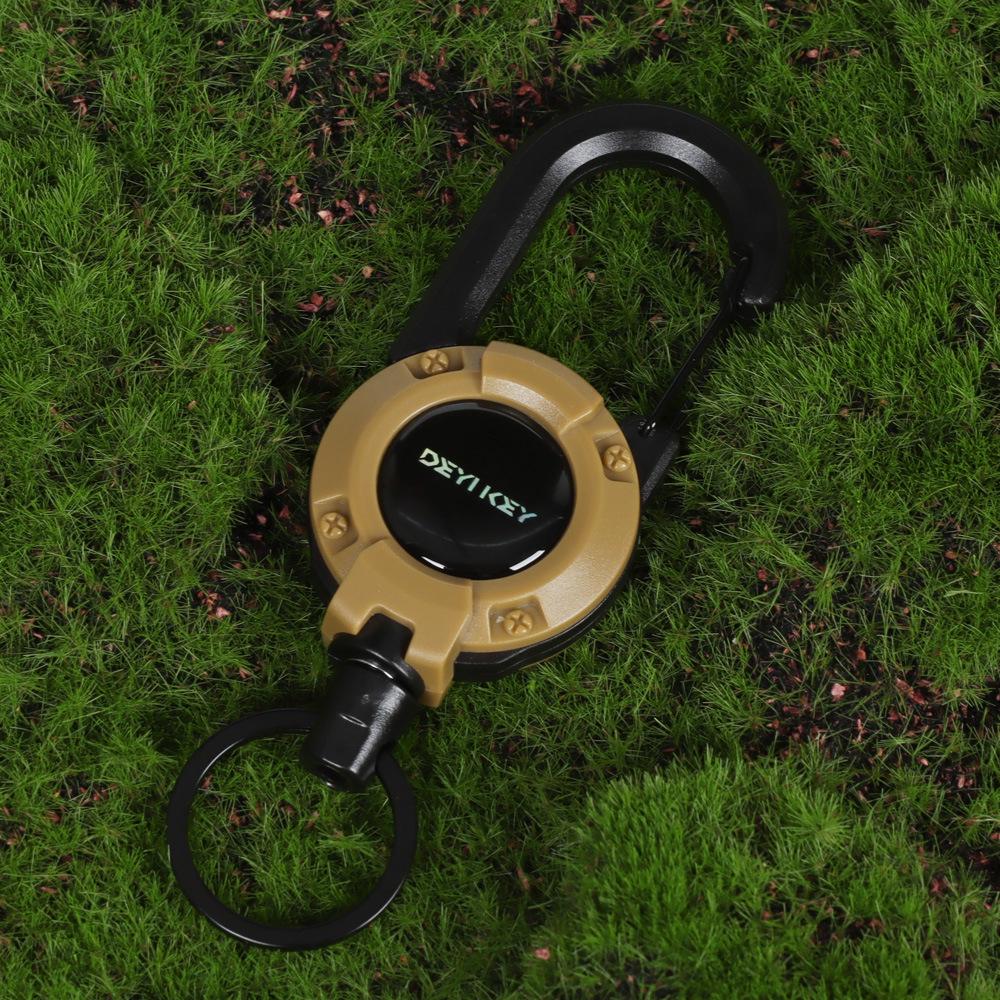 Einziehbarer Schlüsselanhänger aus Stahldraht mit elastischem Kordelzug und Anti-Verlust-Schnalle