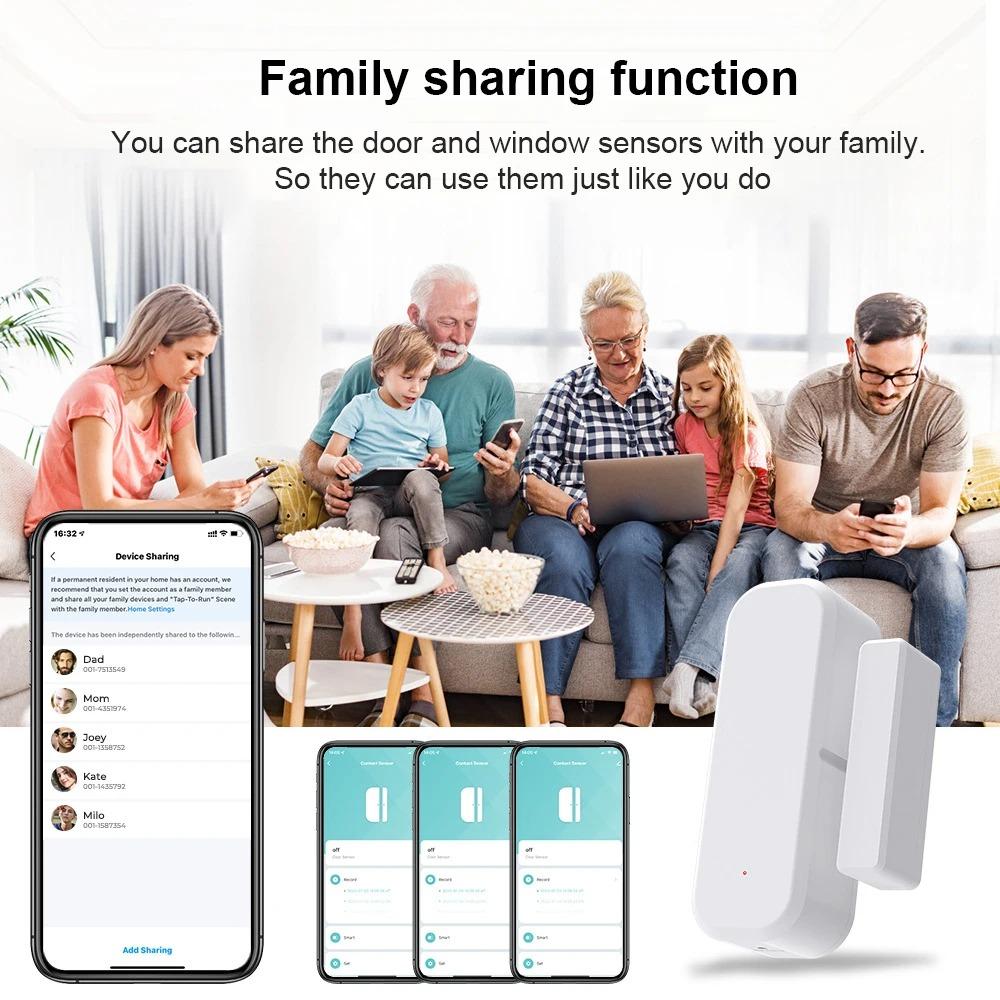Tuya WiFi/Zigbee Smart Door and Window Sensor Smart Home Magnetic Security Alarm Smart Life APP Remote Monitor Works with Alex Google Home
