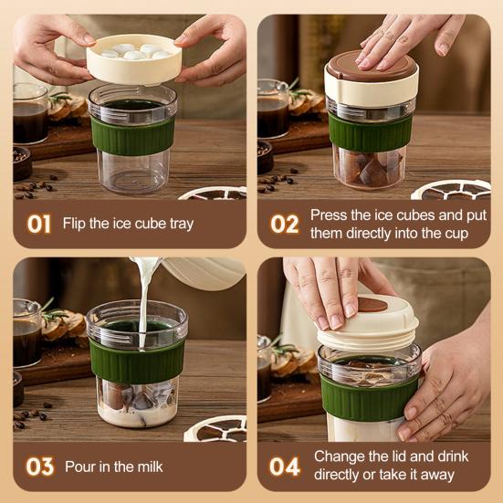 Cold Brew Cup with Ice Cube Mold 500ml Portable Coffee Cup Simple Dual-Use Ice Cube Maker Cup for Summer