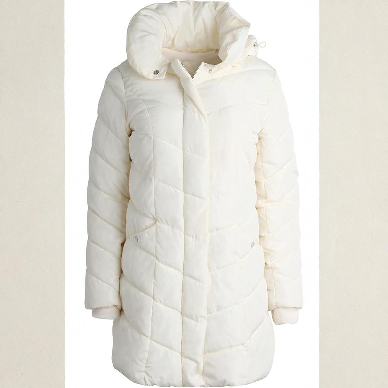 

Женское повседневное модное однотонное пальто с длинным рукавом, длинное и теплое XL белый