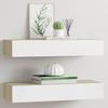 Vidaxl Wandregale mit Schublade 2 Stück, Eiche und Weiß, 60x23,5x10 cm, MDF