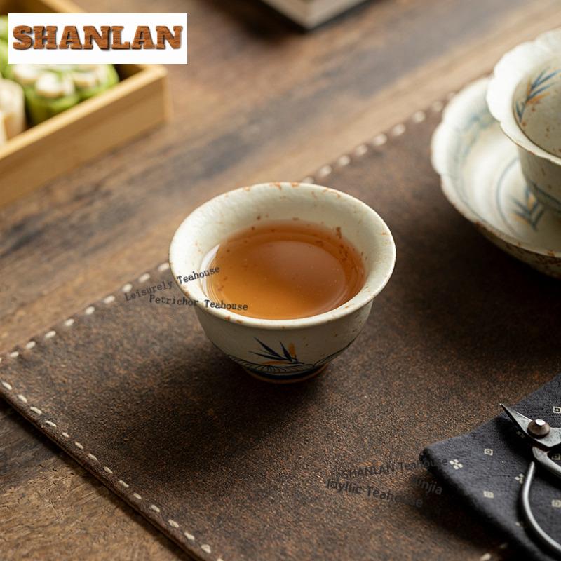 70ml Hand-painted Bamboo Shadow Teacup Japanese Tea Bowl Cute Cup Tea-tasting Smelling Cup Jianzhan Master Cups Tea Services
