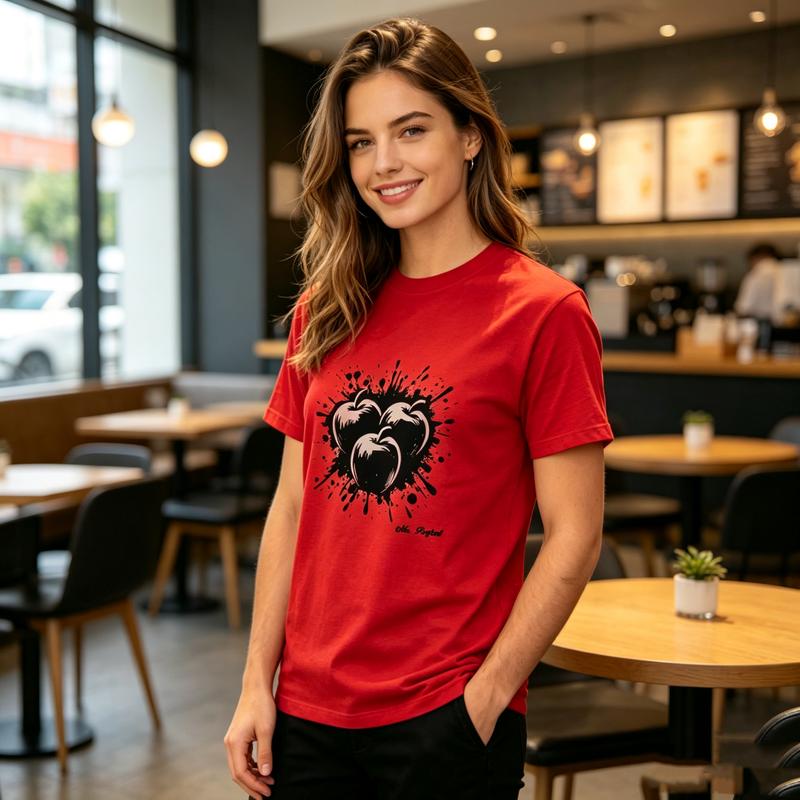 Perfect Three Apples Splash Ink Graphic T Shirt Unisex Unisex Cotton Short Sleeve Tee Minimalist Streetwear Casual Gift Y2k Top