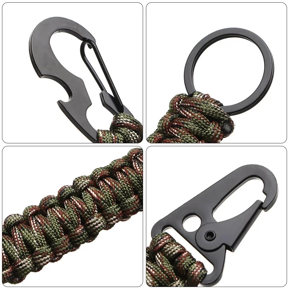 10pcs Paracord Keychain Military Braided Core Rope Carabiner Bottle Opener Outdoor Emergency Knot Survival Tools for Camping 4