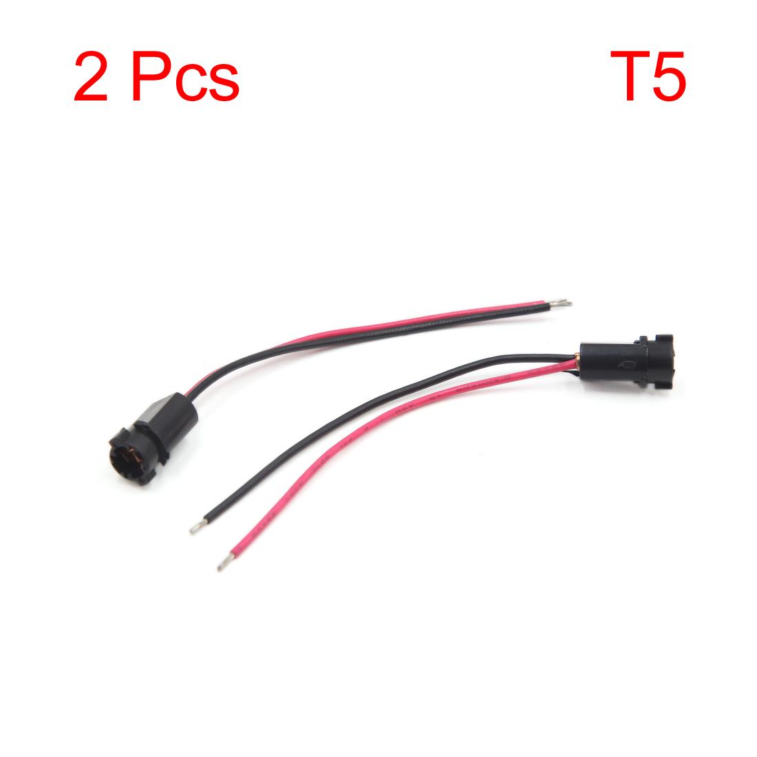 

2/3/4/5/10Pcs T5 Panel Light Lamp Bulb Dashboard Indicator Extension Wire Harness Socket Connector for Car T5 Light Socket Black 2Pcs