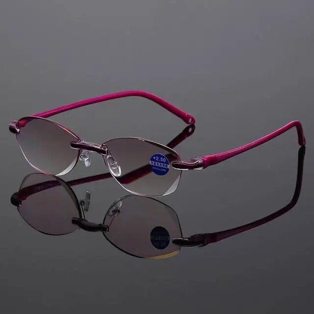 Diopter +1.0 +1.5 +2.0 +2.5 +3.5 +4.0 Frameless Anti-blue Light Reading Glasses Rimless Women Presbyopia Eyeglasses