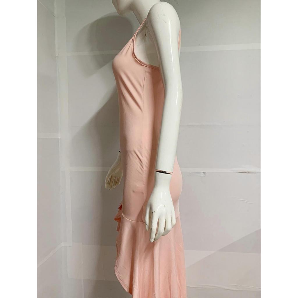 Women's Summer Cross U Neck Dress Bohemian Flowy Long Maxi Dresses, Pink, 2XL