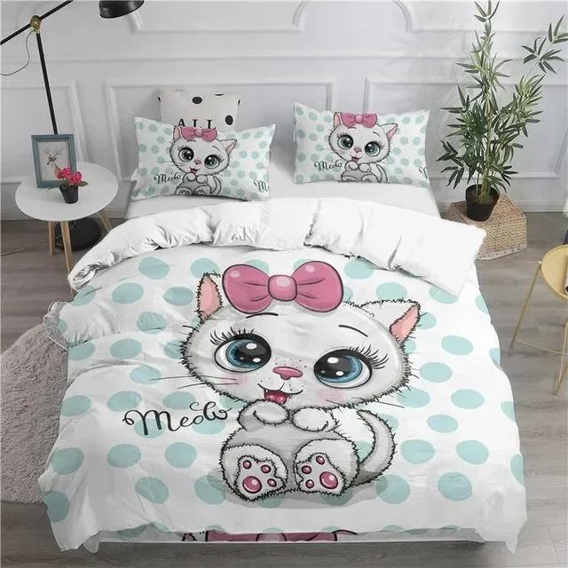 

Cartoon Bedding Set Cute Cats Comfortable Duvet Quilt Cover Pillowcase Bedding Set Children Bedroom Decoration Home Textile 70x133cm