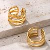 18k Gold Plated Cross Cutout Stainless Steel Ring with Hollow Design