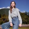 Betu Women's Hand-Embroidered Striped Cotton-Feel Long Sleeve Shirt
