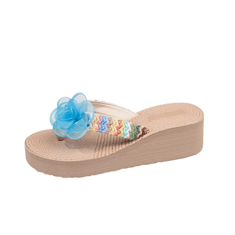 Fashion Flip Flops Women Summer Flower Flip Flop Sandals Flat Bottom Jelly Shoes Women's Flower Beach Shoes Flat Sandals Chanclas