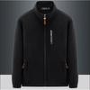 Mens Fleece Jacket Stand Collar Zip-Up Warm Outdoor Running Top Plus Size Winter Fall