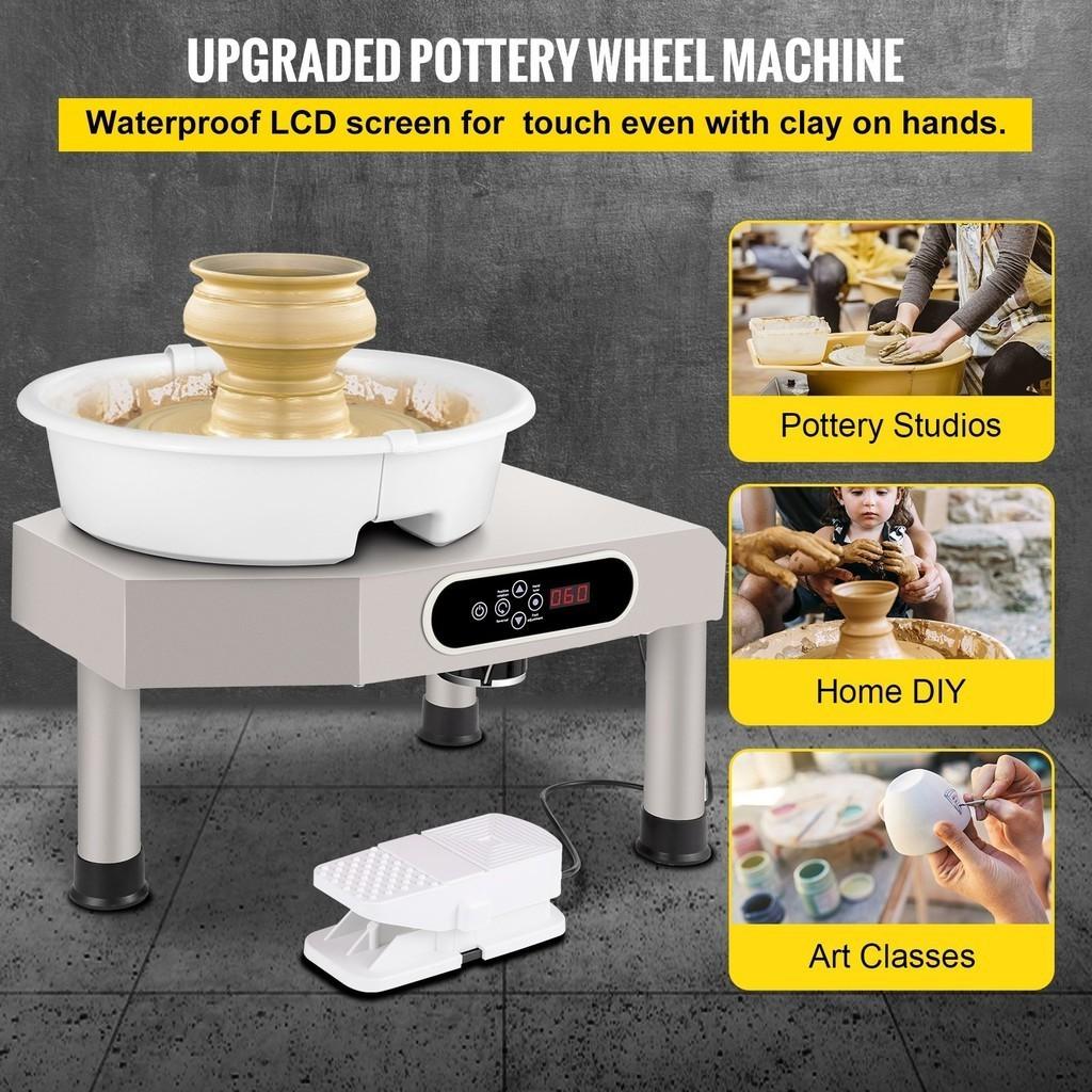 350W Pottery Wheel Ceramic Forming Machine LCD Touch Screen Clay Wheel Electric DIY Clay Sculpting Tools With Foot Pedal 9.8" /25 Cm