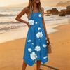 Women's Casual Sleeveless Floral Print Dress Mid-Length Round Neck Irregular Hem Summer Beach Dress