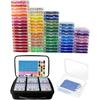 Boîte de rangement pour peinture diamant 32/64 pièces, Contenants de rangement pour perles avec couvercles et autocollants étiquettes, Boîte organisatrice d'art diamant portable avec poignée de transport