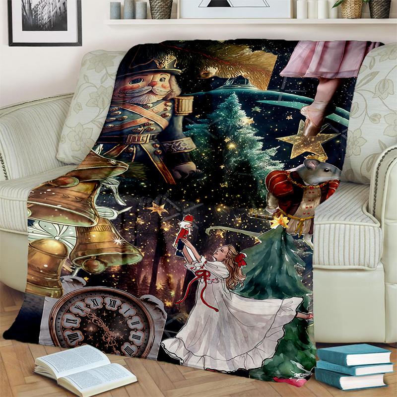 The Nutcracker Merry Christmas Cartoon Doll Festival Gift Blanket,Soft Throw Blanket for Home Bedroom Bed Sofa Picnic Cover Kids