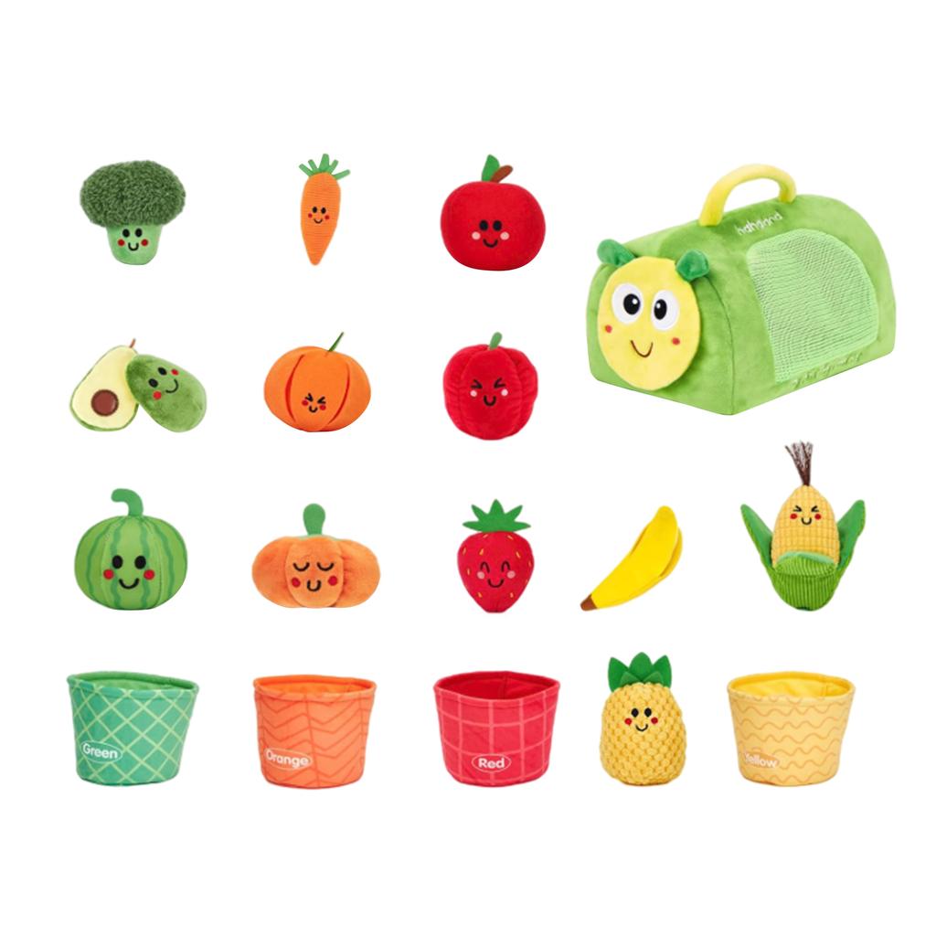 17pcs Color Sorting Toy Set, Color-Coded Fruit and Vegetable Plush Toys, Sensory Toys, Suitable For Babies, Early Education Gift