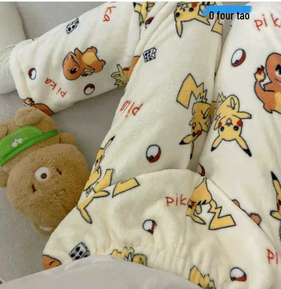 Halloween Cartoon KT Cat Flannel Sleep Pants: Women's Autumn-Winter Plus Velvet Warm Casual Graffiti Homewear.