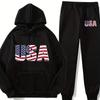 Men's Solid Color Autumn and Winter Hoodie Casual Suit Letter Printed Hooded Two-piece Set Trendy Sports Suit
