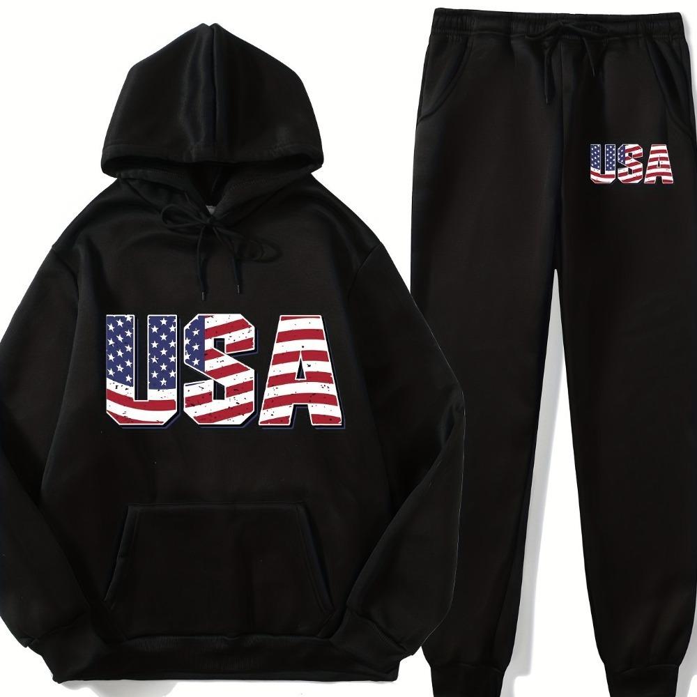 Мужской однотонный осенне-зимний худи Повседневный костюм Худи с принтом бук Двухкомпонентный набор Модный спортивный костюм S