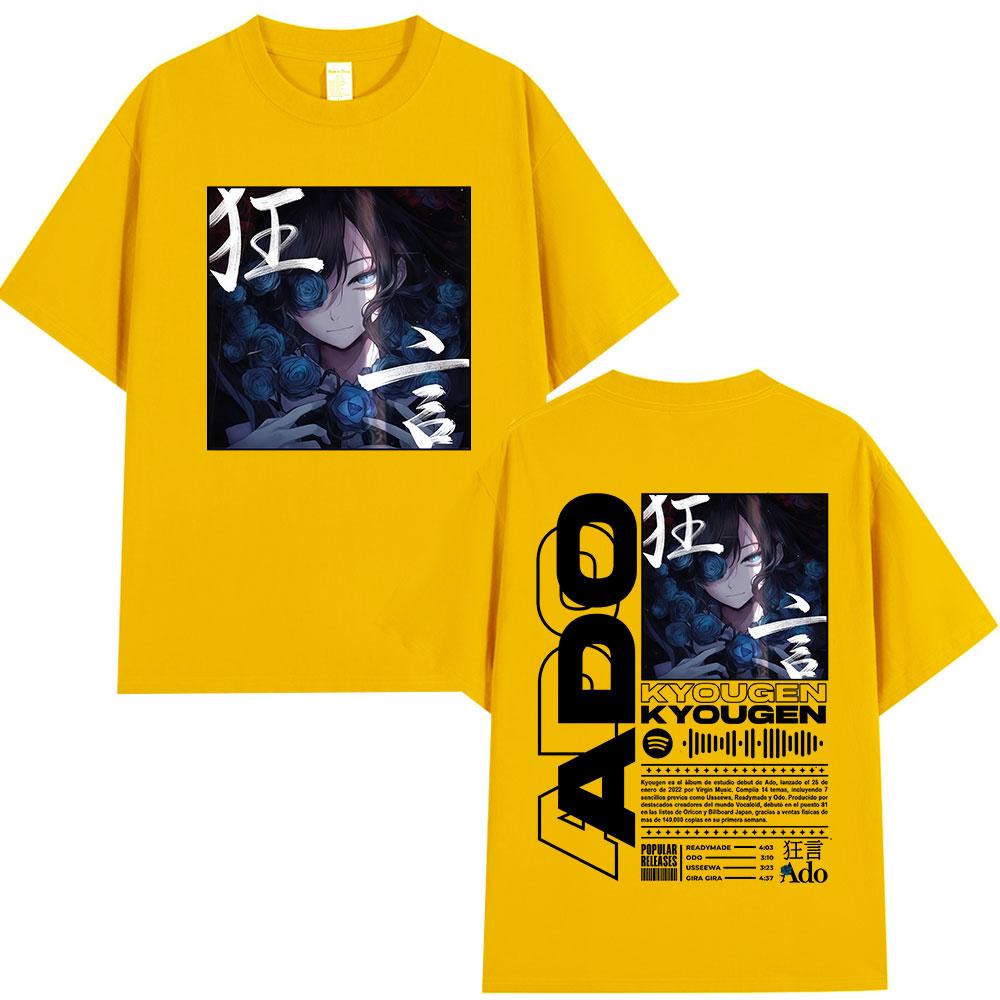 Ado Hibana Kyougen Welttournee 2025 T-Shirt Unisex Damenbekleidung Mode T-Shirt 100% Baumwolle Lässig Kurzarm Übergroße T-Shirts